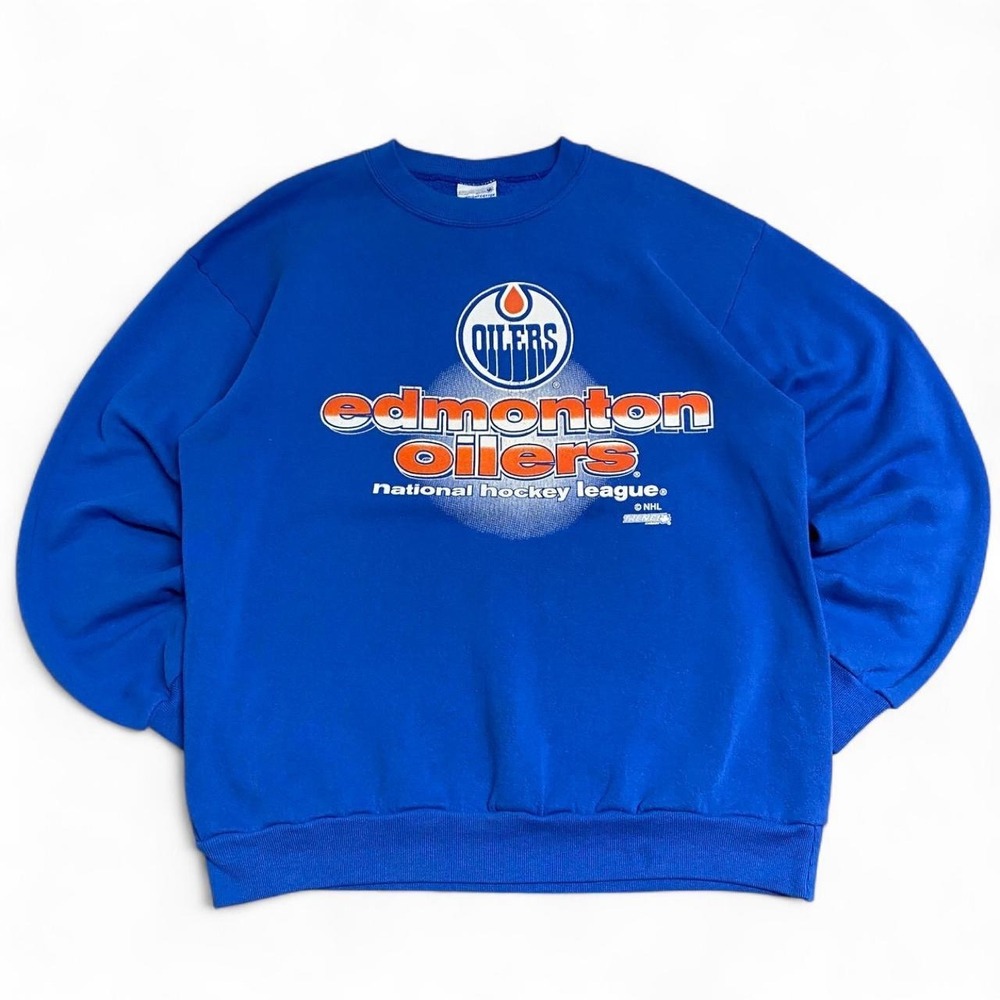Vintage Edmonton Oilers NHL Trench Crewneck Sweatshirt